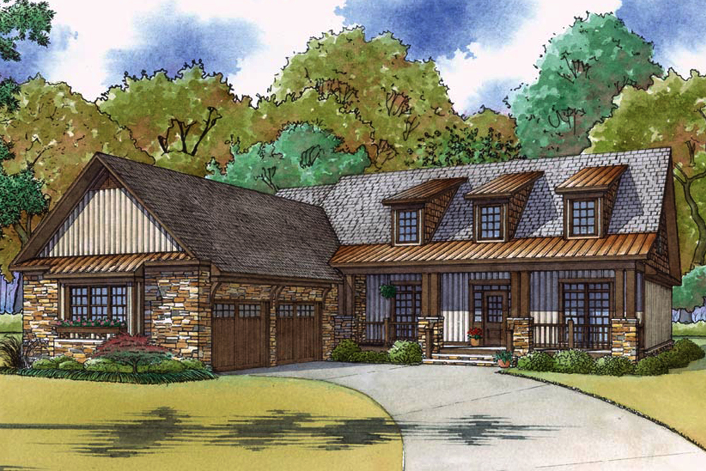 Front elevation of Country home (ThePlanCollection: House Plan #193-1057)