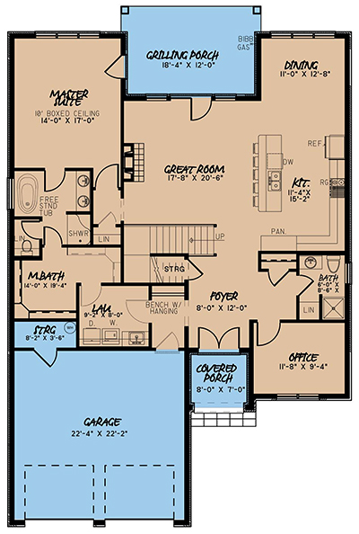 Floor Plan First Story of European Plan #193-1058