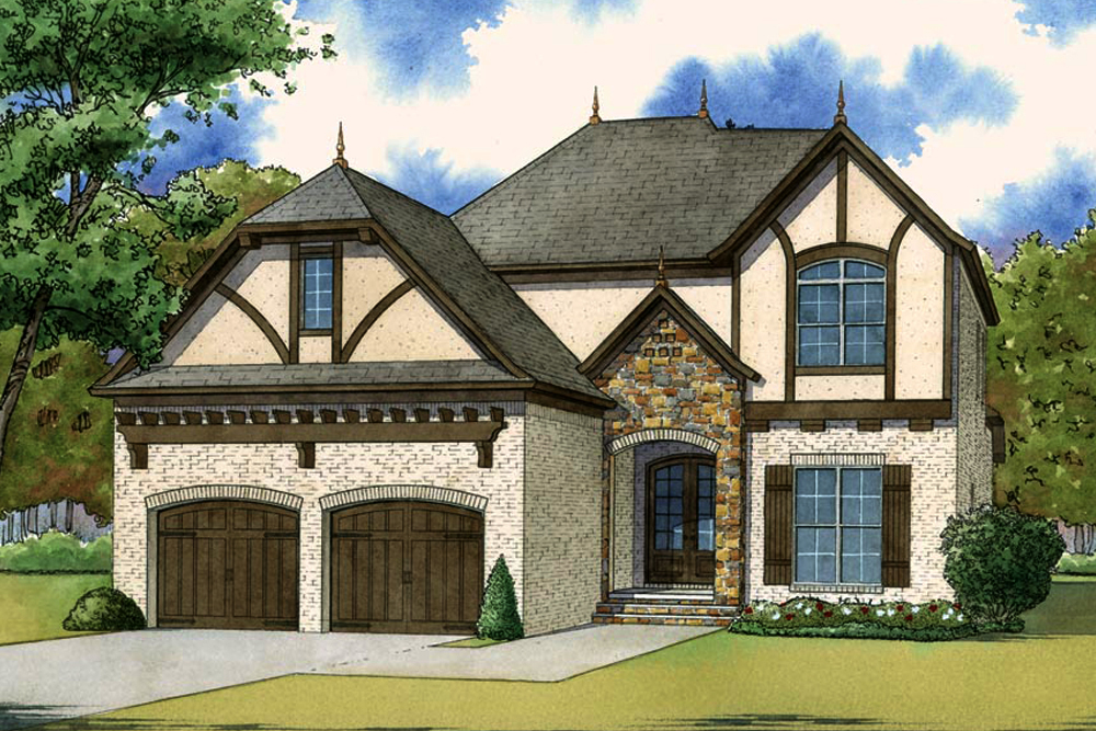 European home plan (ThePlanCollection: Plan #193-1058)