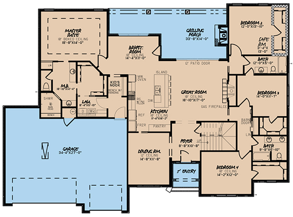 Floor Plan First Story of Traditional Plan #193-1059
