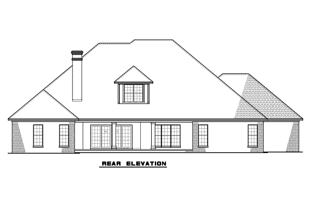 Home Plan Rear Elevation of this 5-Bedroom,3264 Sq Ft Plan -193-1059