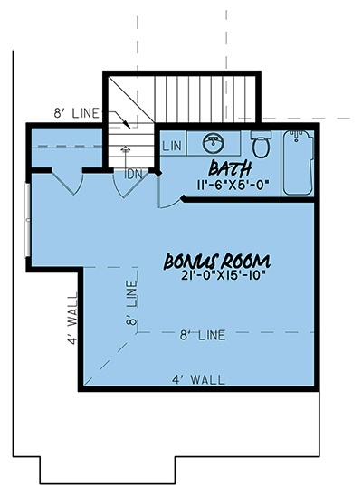 Floor Plan Bonus Room of Traditional Plan #193-1060