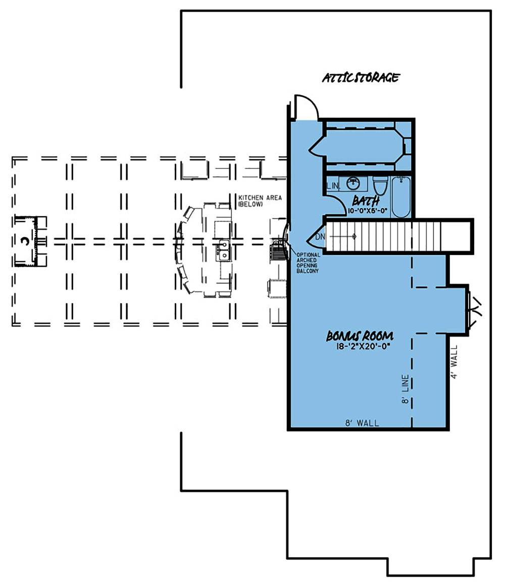 Floor Plan Second Story of European Plan #193-1063