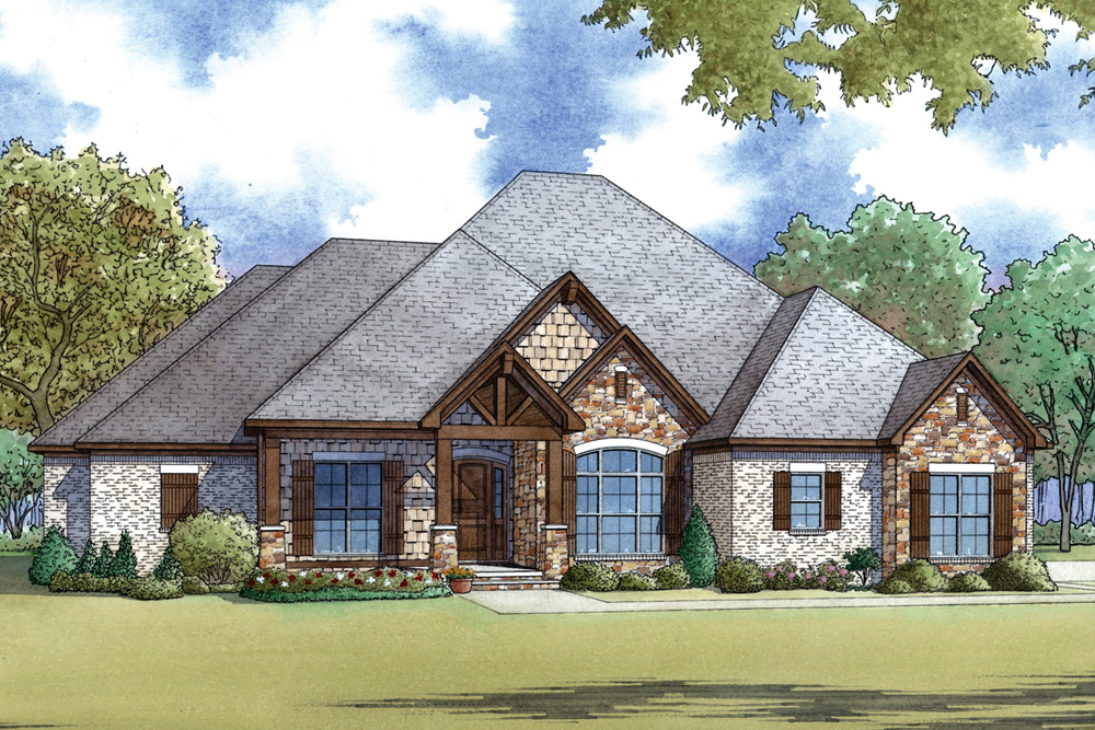 European home plan (ThePlanCollection: Plan #193-1063)