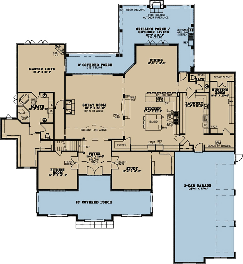 Floor Plan First Story of European Plan #193-1065