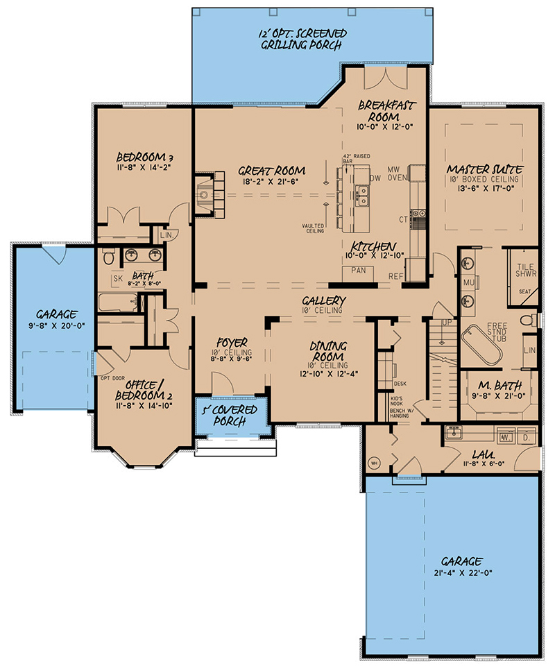 Floor Plan First Story of European Plan #193-1066