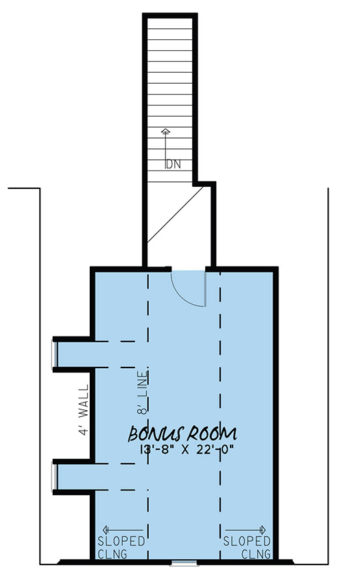 Floor Plan Bonus Room of European Plan #193-1066