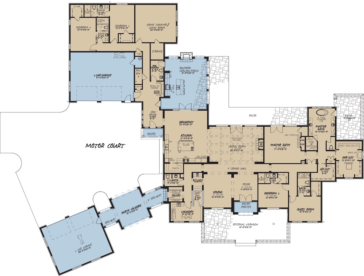 Floor Plan First Story of European Plan #193-1067
