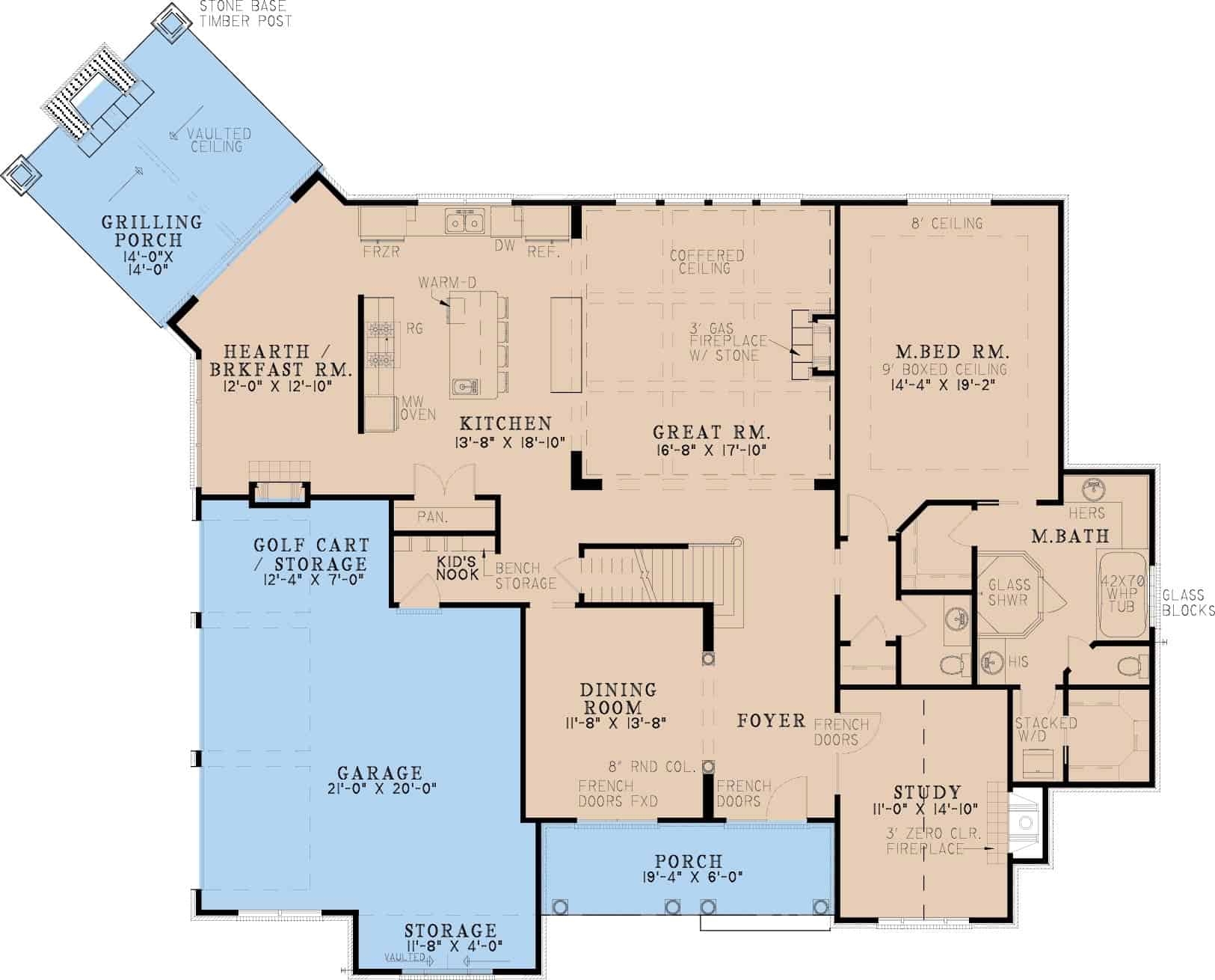 Main Level of French Plan #193-1068