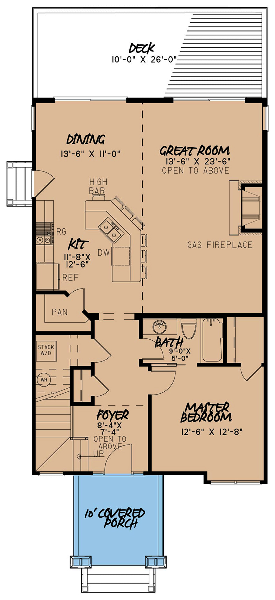 Floor Plan First Story of Arts and Crafts Plan #193-1070