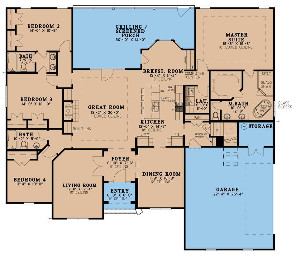Floor Plan First Story of Bungalow Plan #193-1071