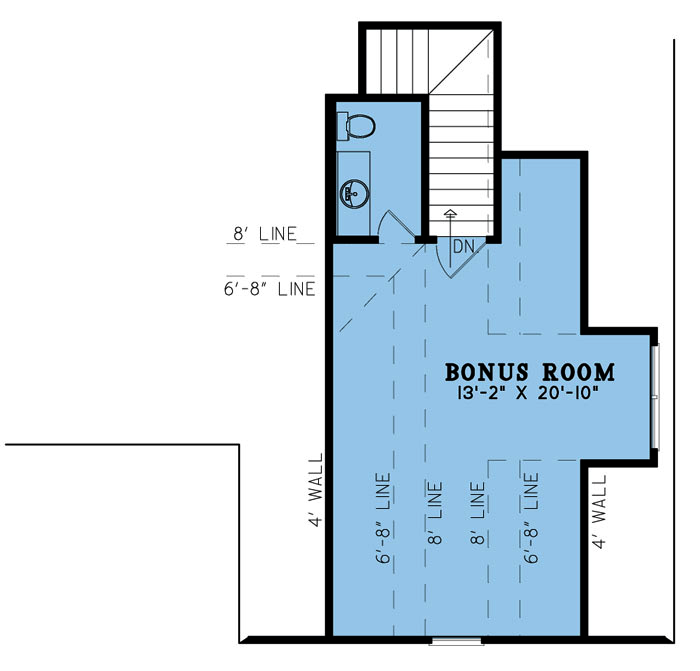 Floor Plan Bonus Room of Bungalow Plan #193-1071