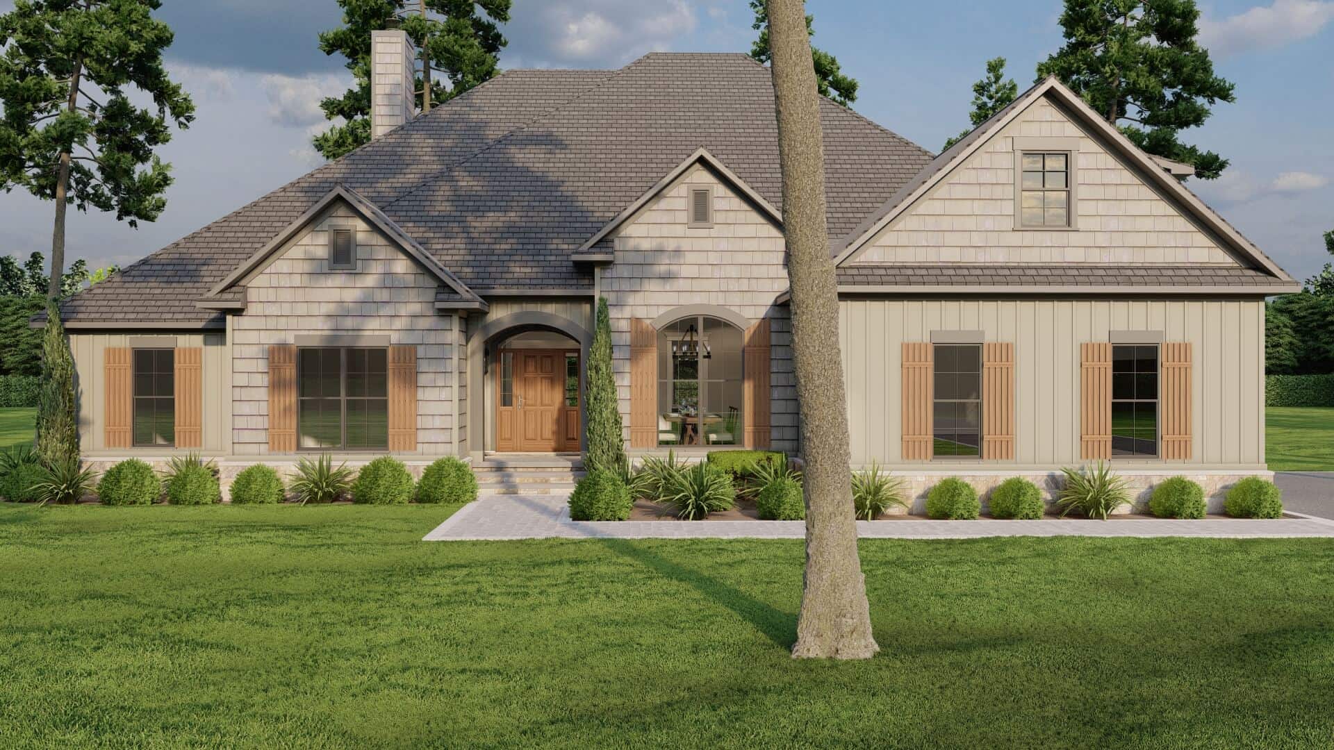 Bungalow home (ThePlanCollection: Plan #193-1071)
