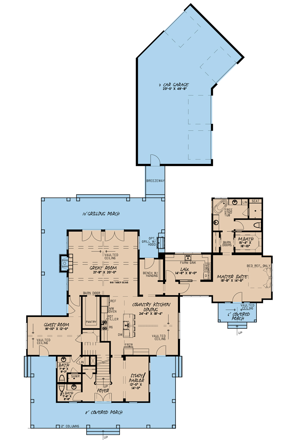 Floor Plan Main Level of Contemporary Plan #193-1072