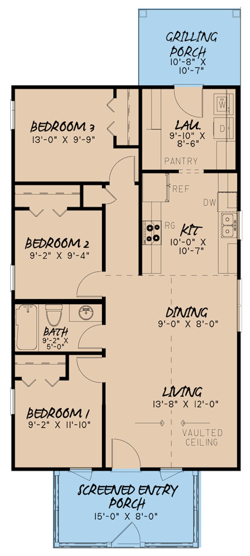 Floor Plan Main Level of Small House Plans #193-1073