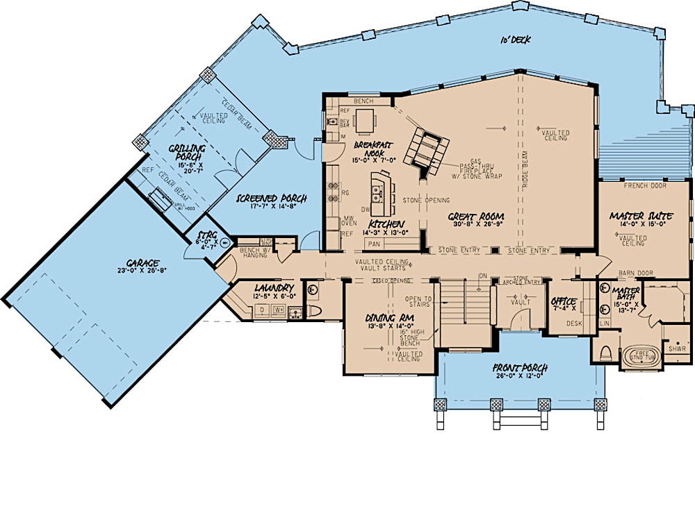 Floor Plan Main Level of Contemporary Plan #193-1076