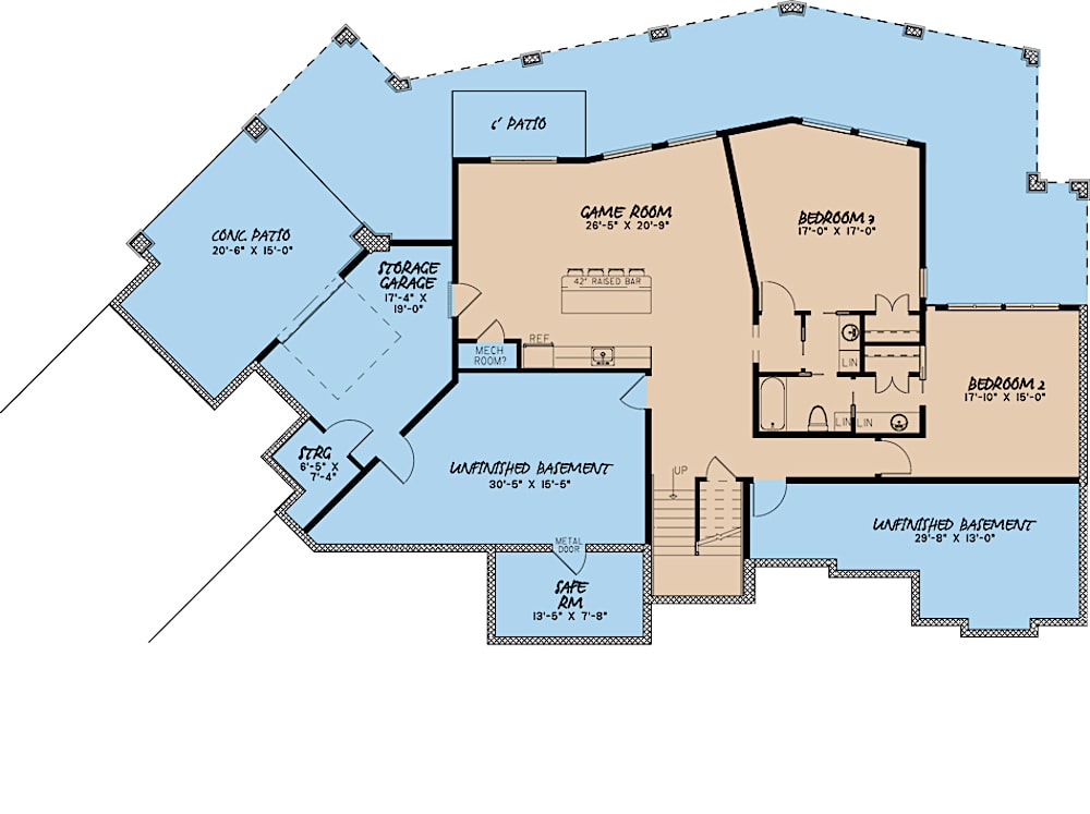 Floor Plan Basement of Contemporary Plan #193-1076