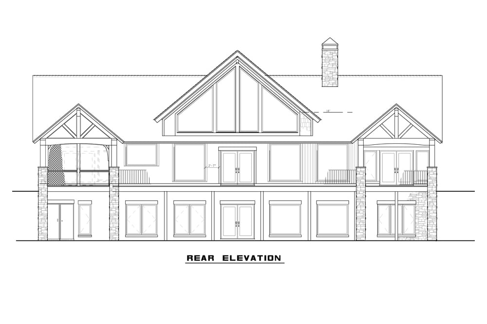 Home Plan Rear Elevation of this 3-Bedroom,3415 Sq Ft Plan -193-1078