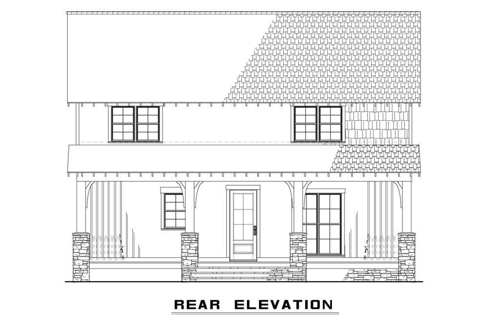 Home Plan Rear Elevation of this 3-Bedroom,1764 Sq Ft Plan -193-1081