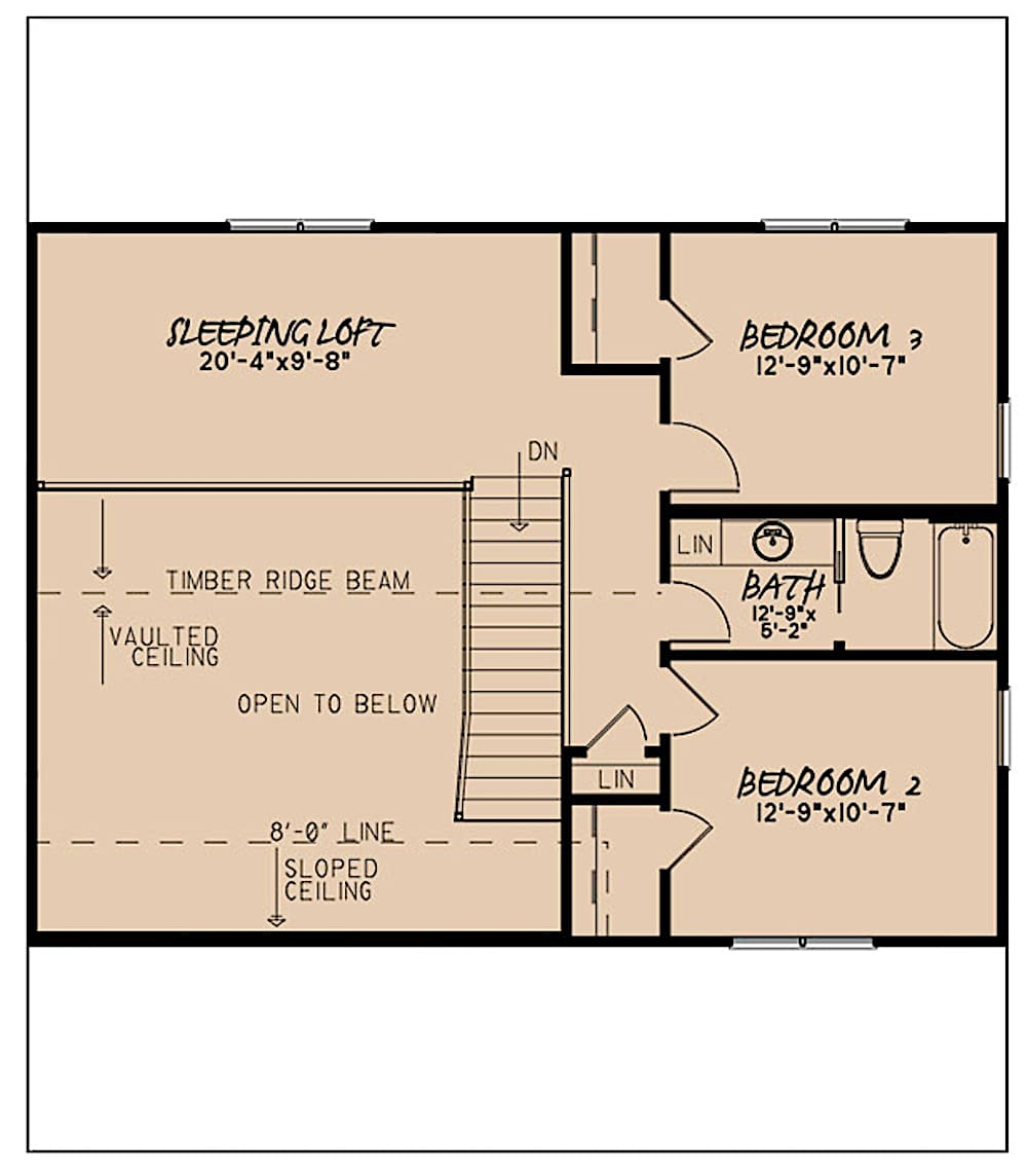 Floor Plan Upper Level of Ranch Plan #193-1081