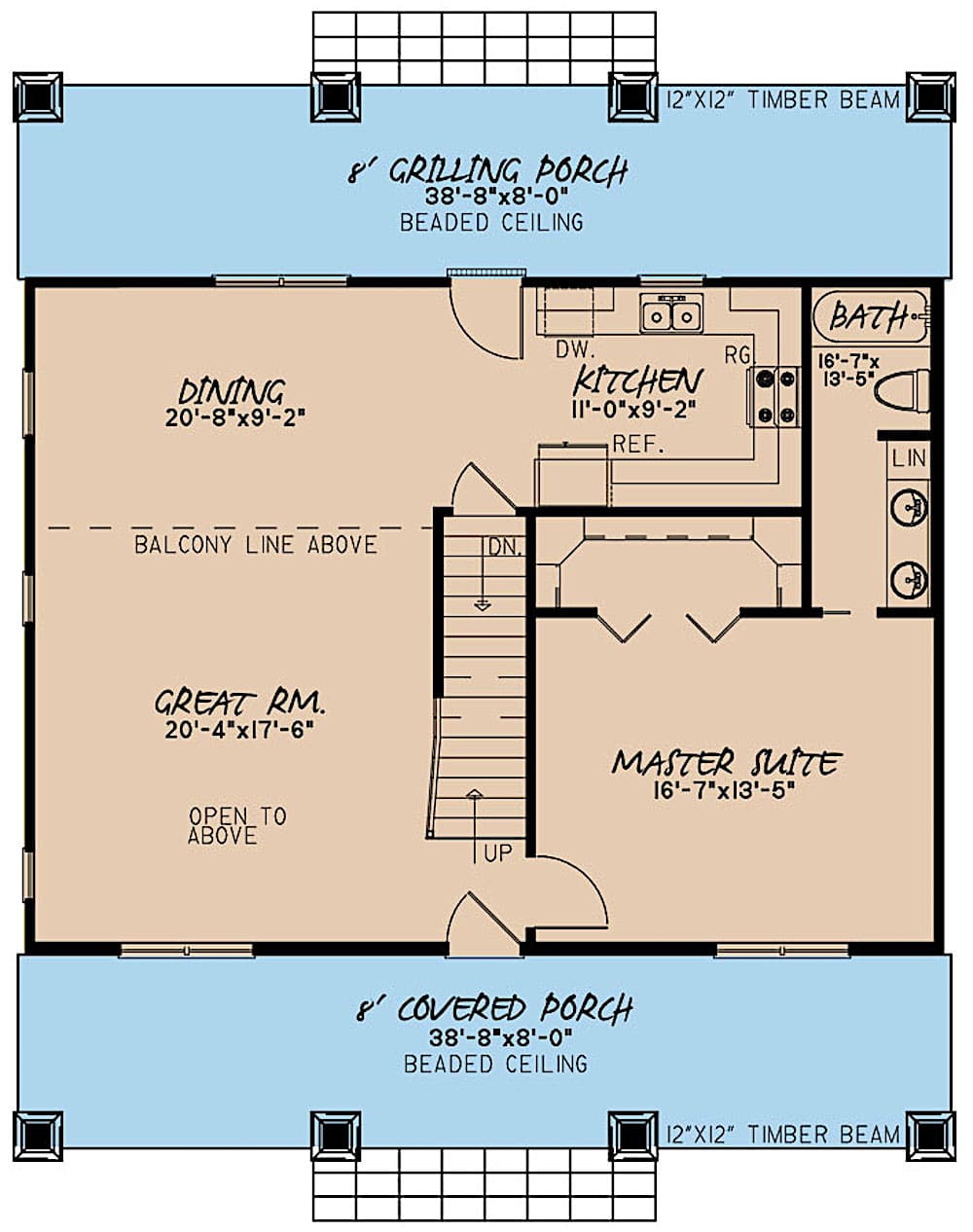 Floor Plan Main Level of Ranch Plan #193-1081