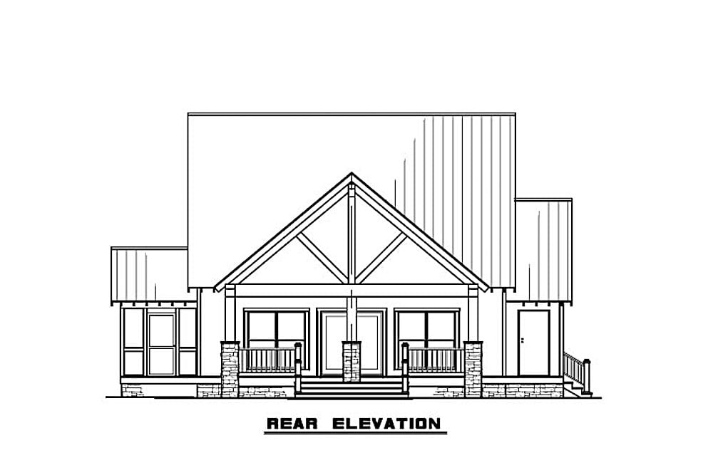 Home Plan Rear Elevation of this 3-Bedroom,2144 Sq Ft Plan -193-1082
