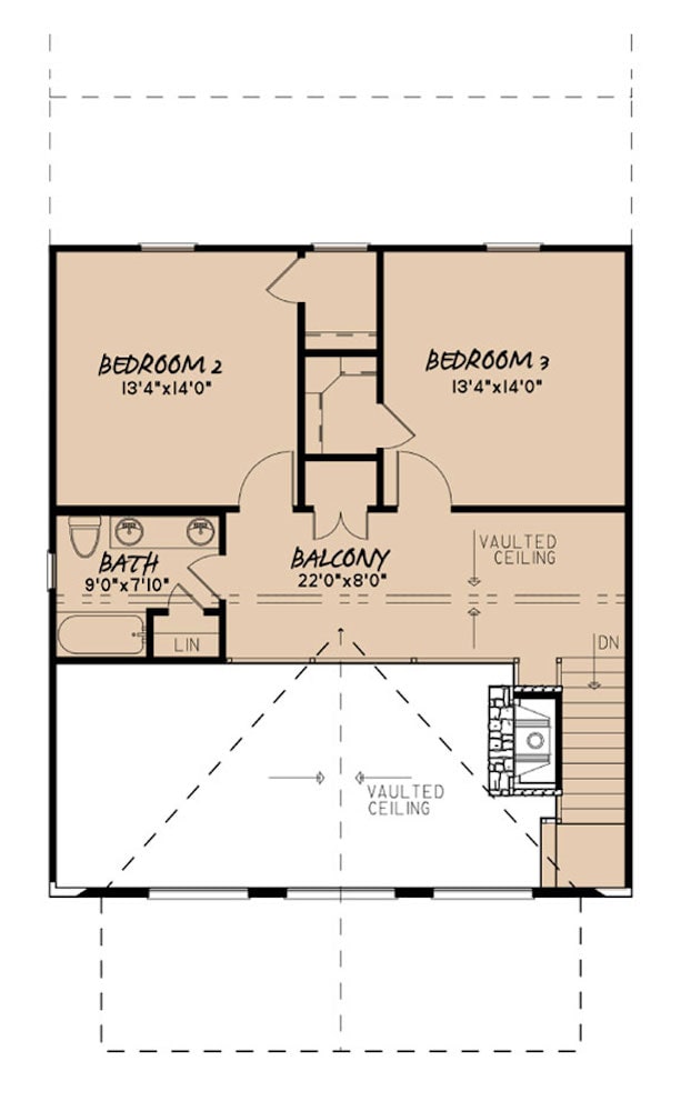 Floor Plan Upper Level of Farmhouse Plan #193-1082