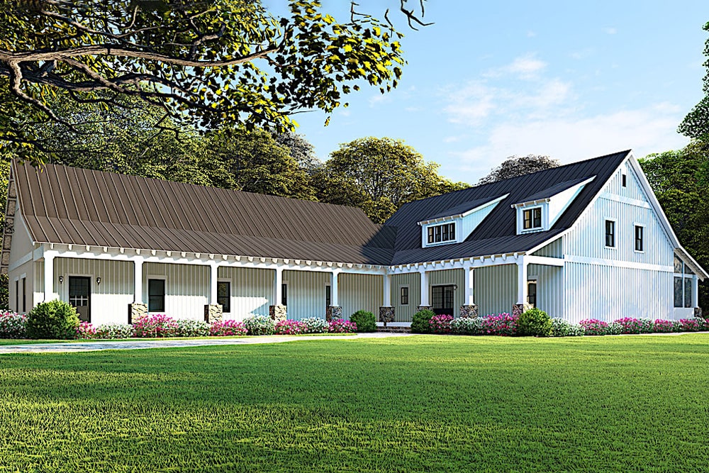 Farmhouse home (ThePlanCollection: Plan #193-1083)