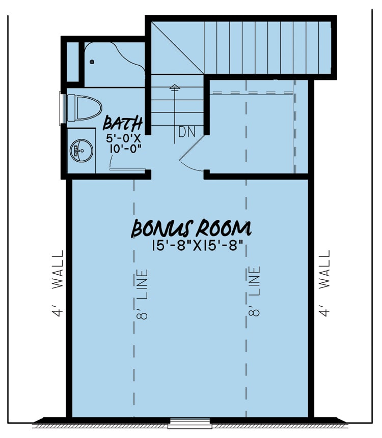 Floor Plan Bonus Room of Tudor Plan #193-1084