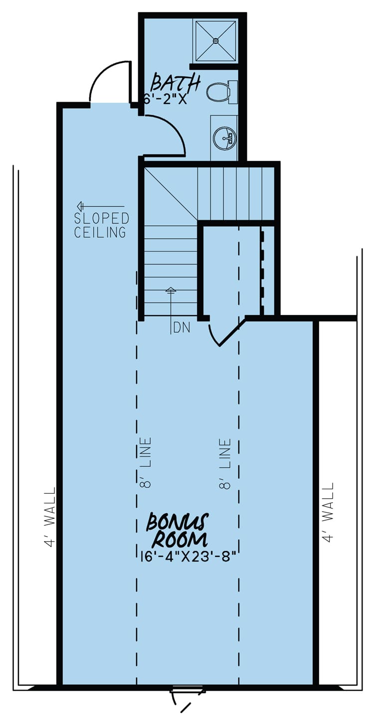 Floor Plan Bonus Room of Tudor Plan #193-1085