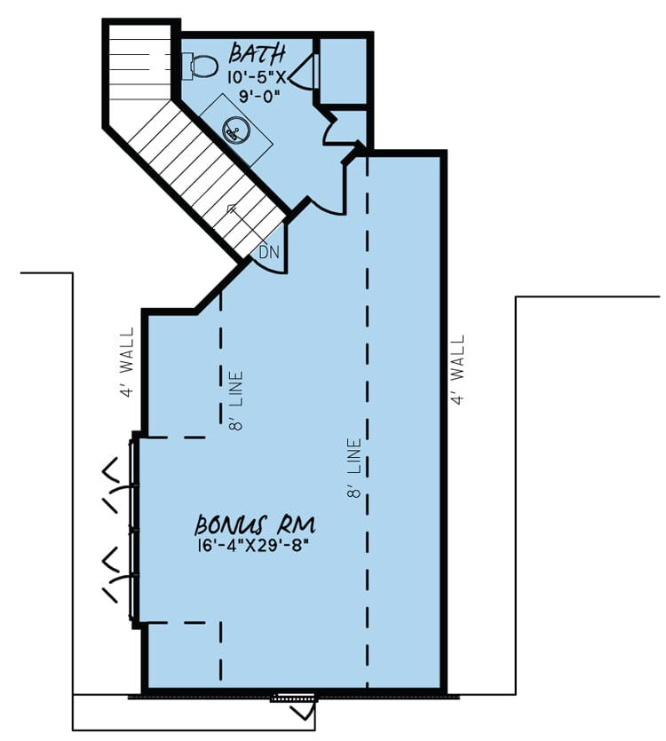 Floor Plan Bonus Room of Rustic Plan #193-1086