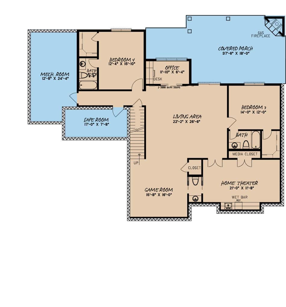 Floor Plan Basement of Rustic Plan #193-1087