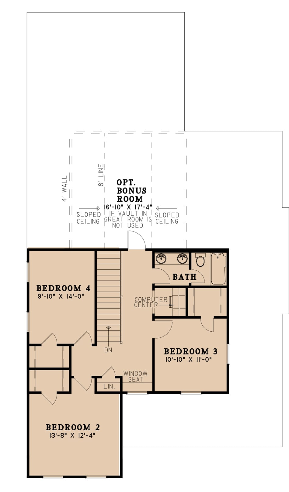 Floor Plan Upper Level of Farmhouse Plan #193-1088
