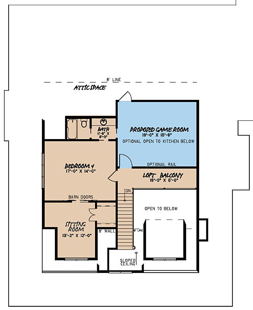 Floor Plan Upper Level of Farmhouse Plan #193-1089