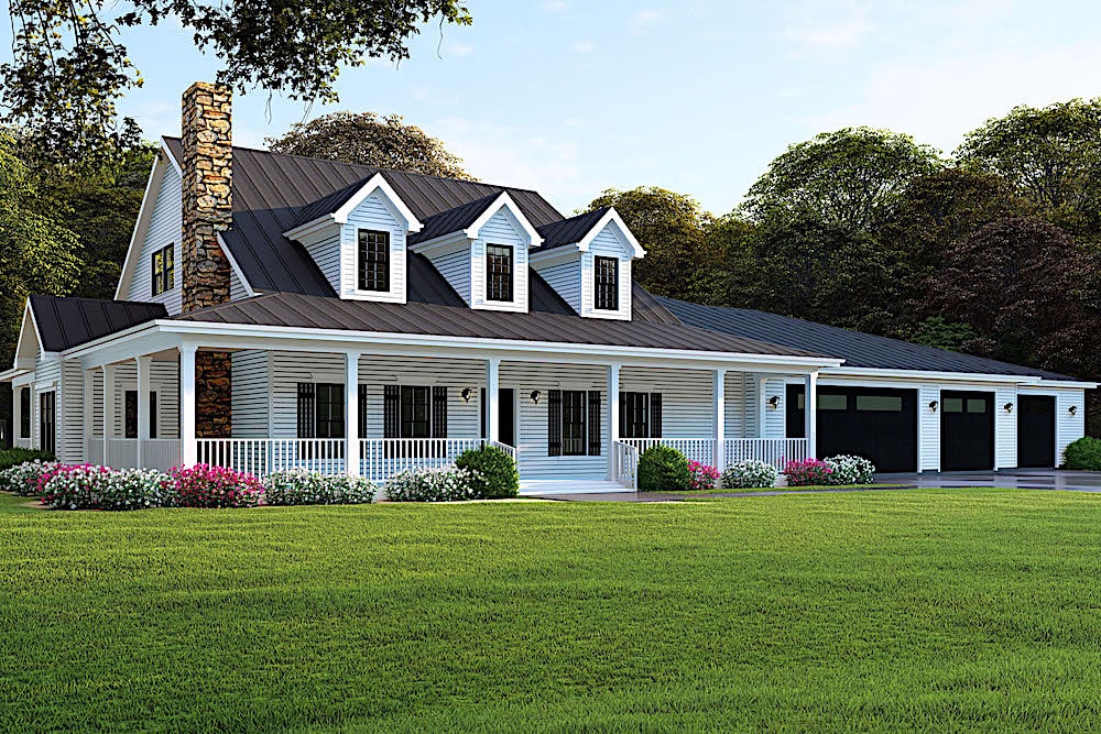 Front View of this 4-Bedroom, 3416 Sq Ft Plan - 193-1091