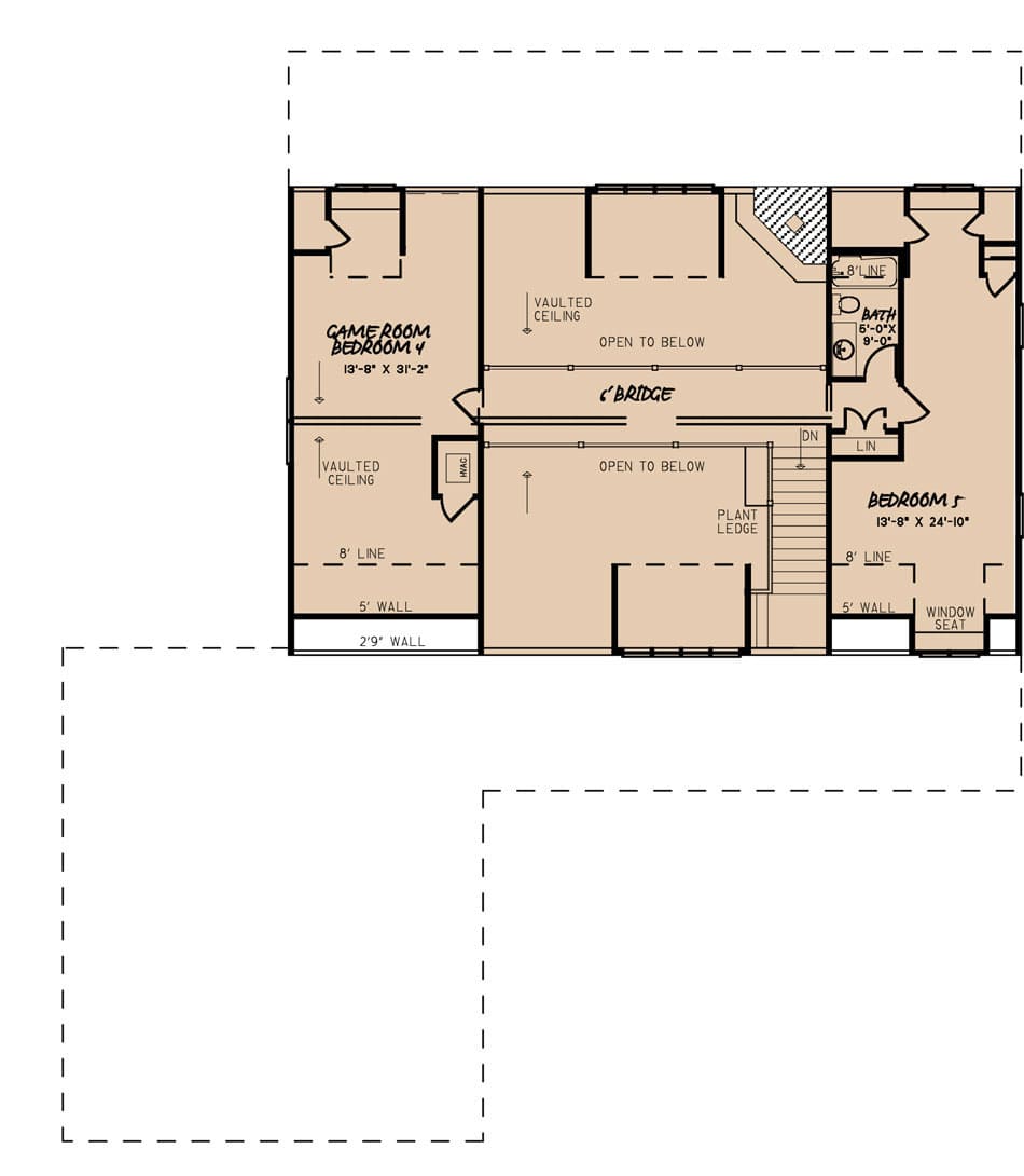 Floor Plan Upper Level of Farmhouse Plan #193-1092