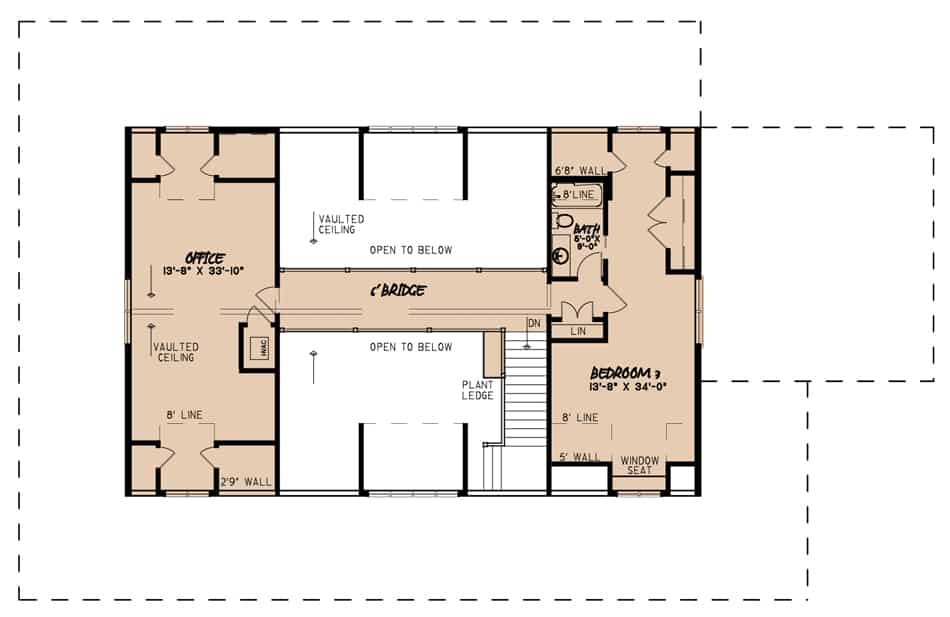 Floor Plan Upper Level of Farmhouse Plan #193-1098