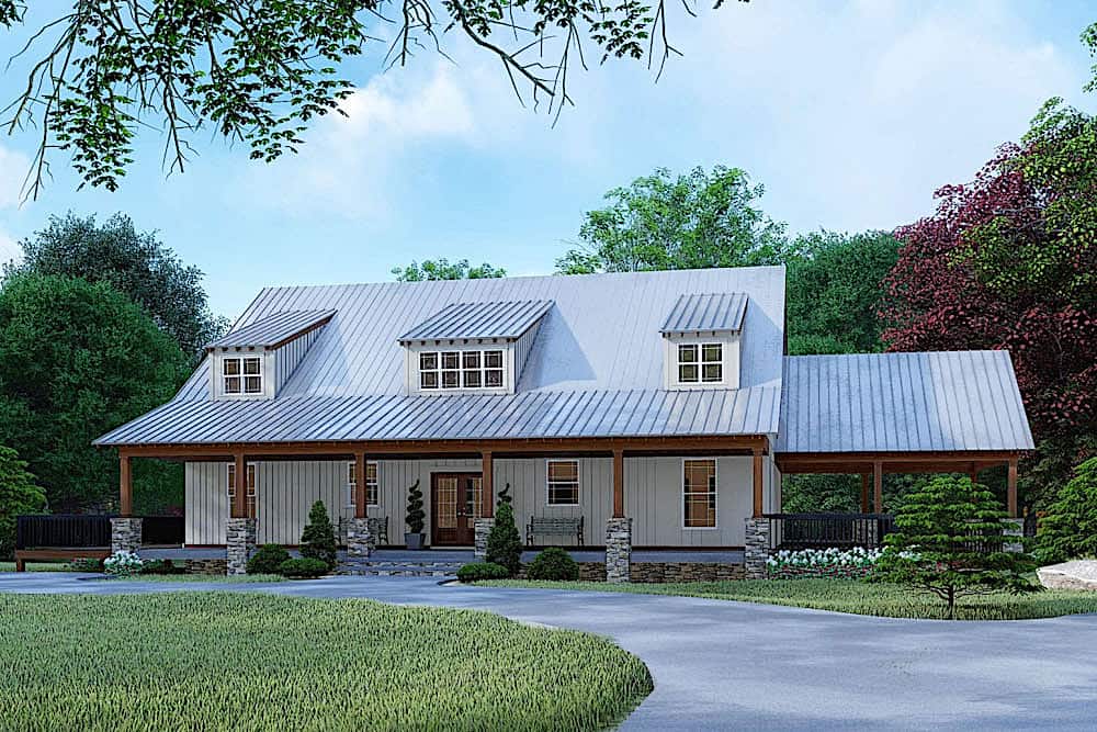 Farmhouse style home (ThePlanCollection: Plan #193-1098)