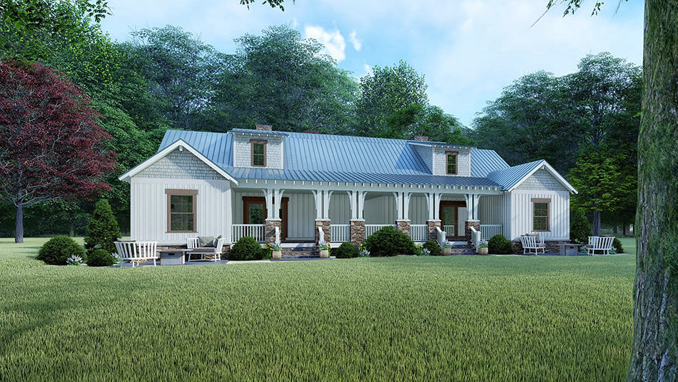 Rear View of this 4-Bedroom, 1595 Sq Ft Plan - 193-1099