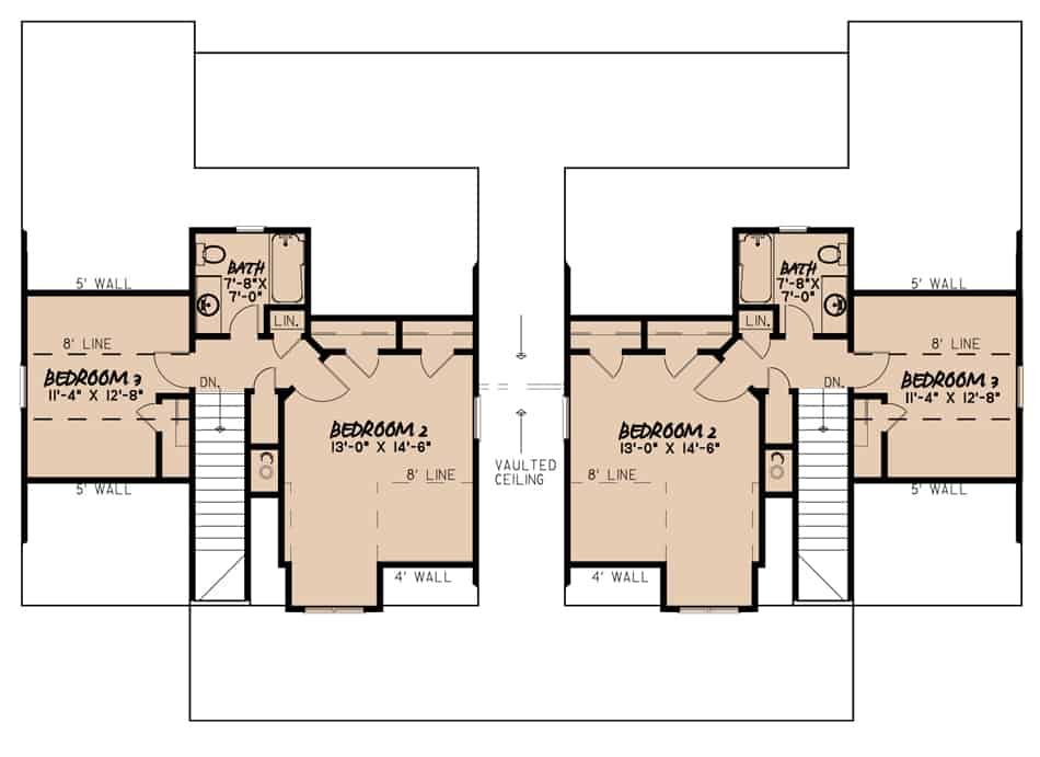 Floor Plan Upper Level of Farmhouse Plan #193-1099