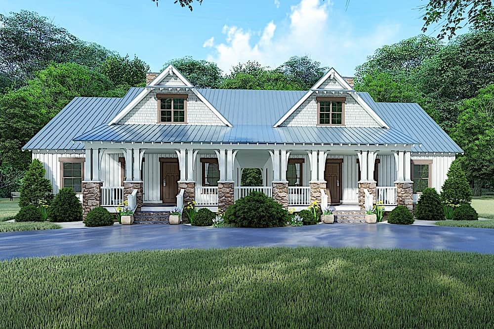 Farmhouse home (ThePlanCollection: Plan #193-1099)