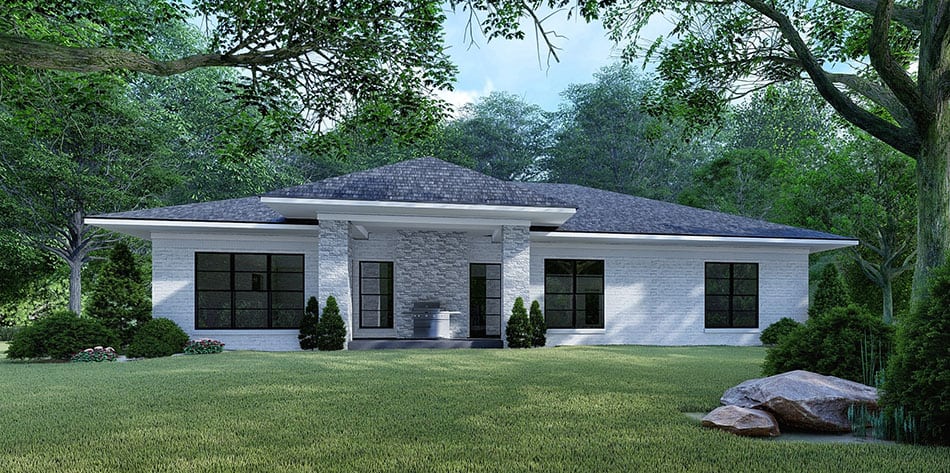 Home Plan Rear Elevation of this 4-Bedroom,1649 Sq Ft Plan -193-1100