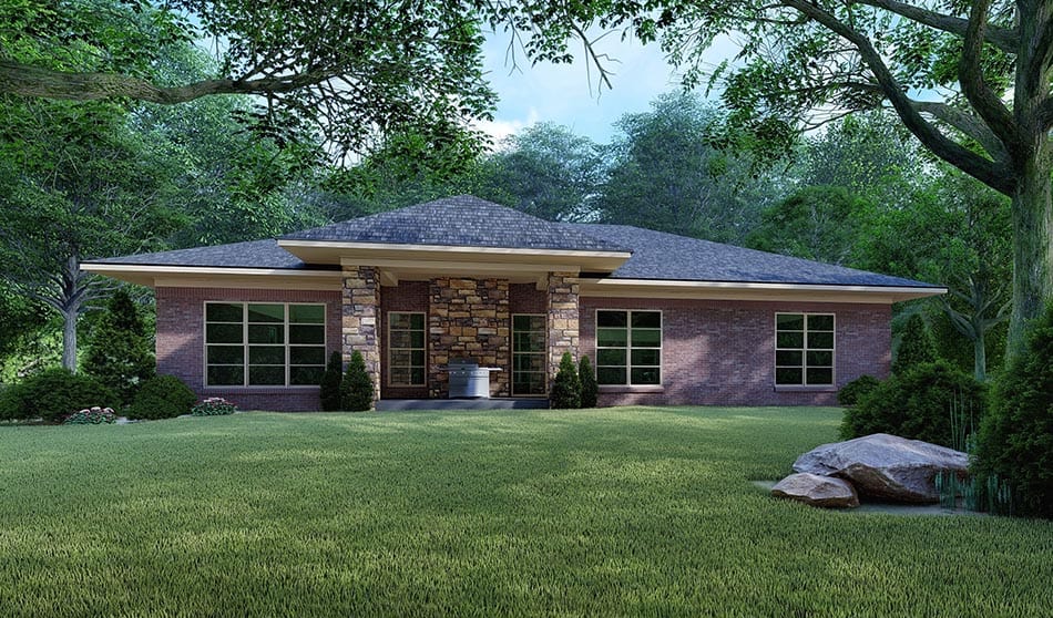 Home Plan Rear Elevation of this 4-Bedroom,1649 Sq Ft Plan -193-1100