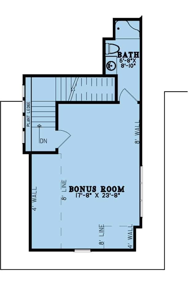 Floor Plan Bonus Room of Craftsman Plan #193-1101