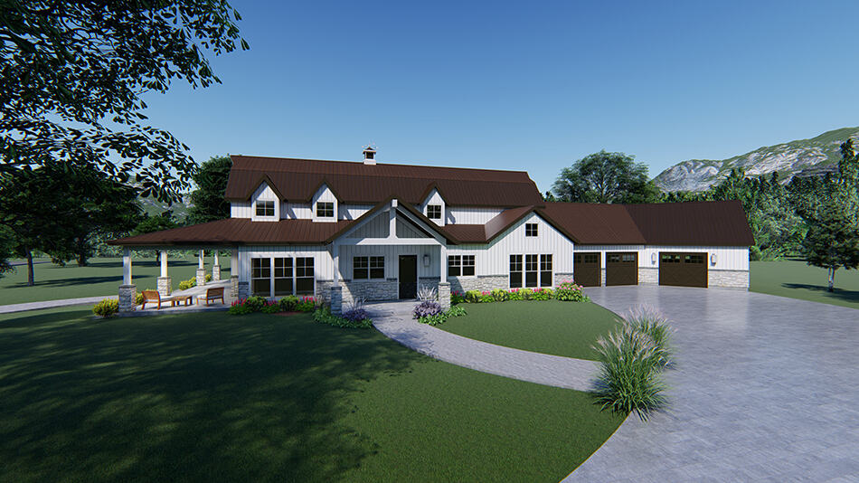 Rear View of this 3-Bedroom, 3414 Sq Ft Plan - 193-1102