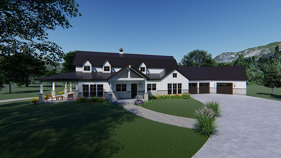 Rear View of this 3-Bedroom, 3414 Sq Ft Plan - 193-1102