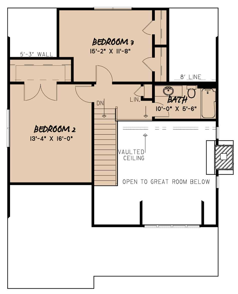 Floor Plan Upper Level of Cottage Plan #193-1103