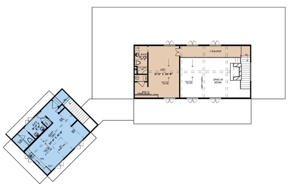 Floor Plan Upper Level of Farmhouse Plan #193-1105