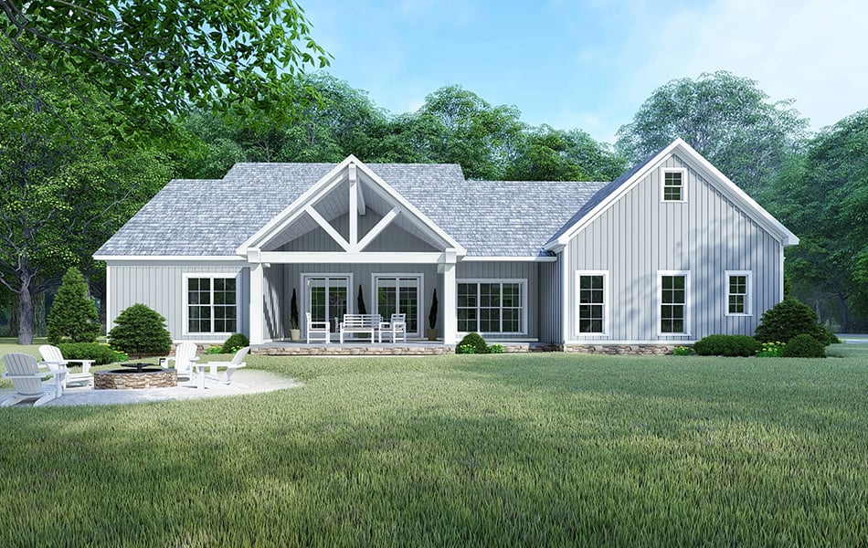Home Plan Rear Elevation of this 4-Bedroom,2220 Sq Ft Plan -193-1106