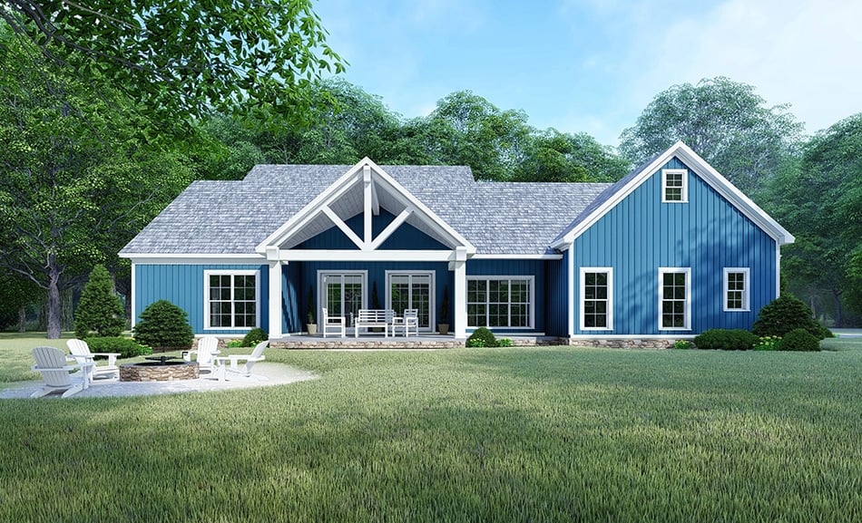 Home Plan Rear Elevation of this 4-Bedroom,2220 Sq Ft Plan -193-1106
